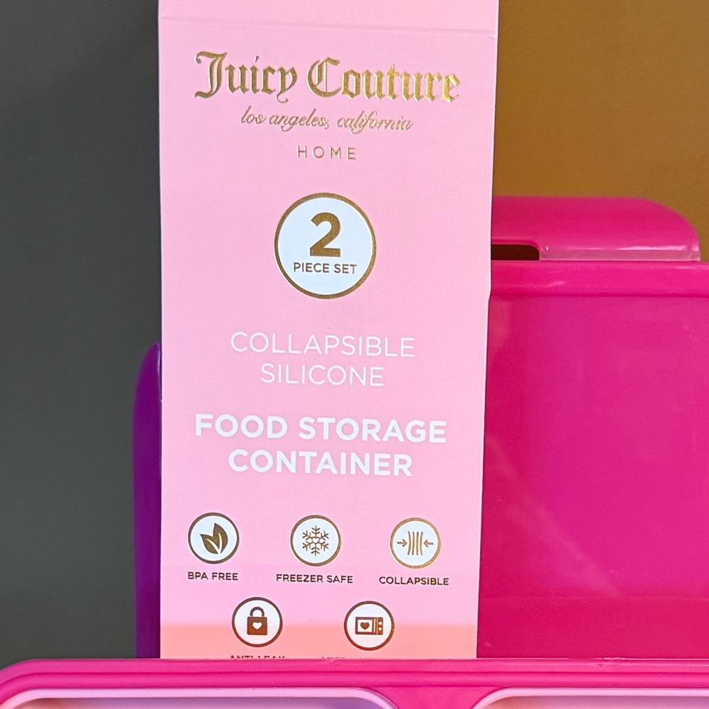 Juicy Couture Los Angeles NWT Pink Silicone Collapsible Food Storage Set - Picture 7 of 8